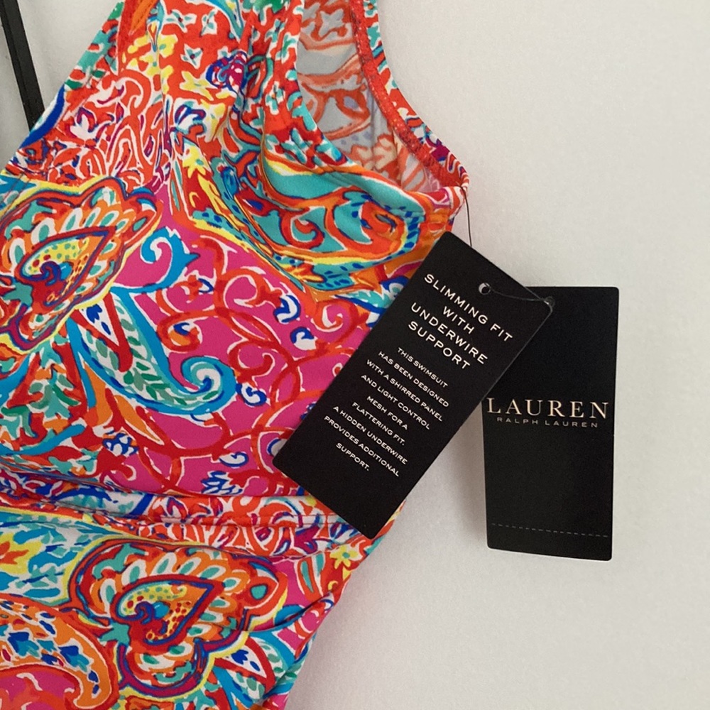 BRAND NEW LAUREN RALPH LAUREN TANKINI size 16 SO COLORFUL! - Picture 4 of 6